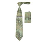 Men's Stacy Adams Tie and Hankie Set Fancy Woven Silky Satin #SAT56 Green