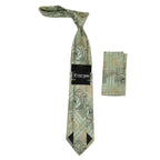 Men's Stacy Adams Tie and Hankie Set Fancy Woven Silky Satin #SAT56 Green