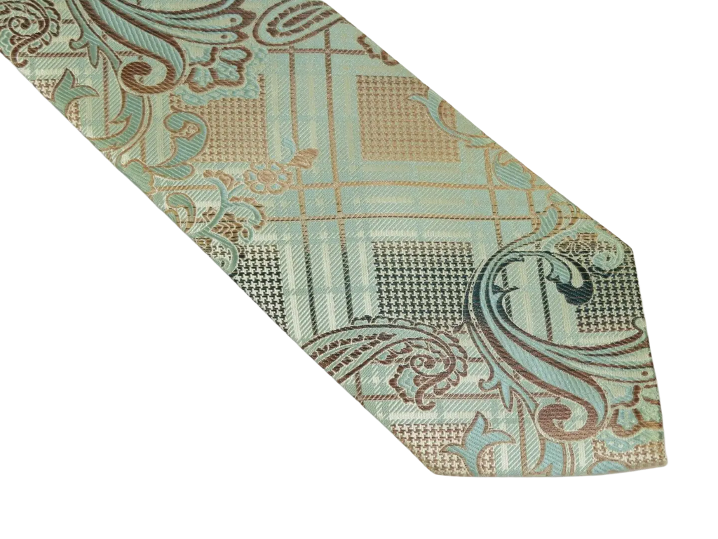 Men's Stacy Adams Tie and Hankie Set Fancy Woven Silky Satin #SAT56 Green