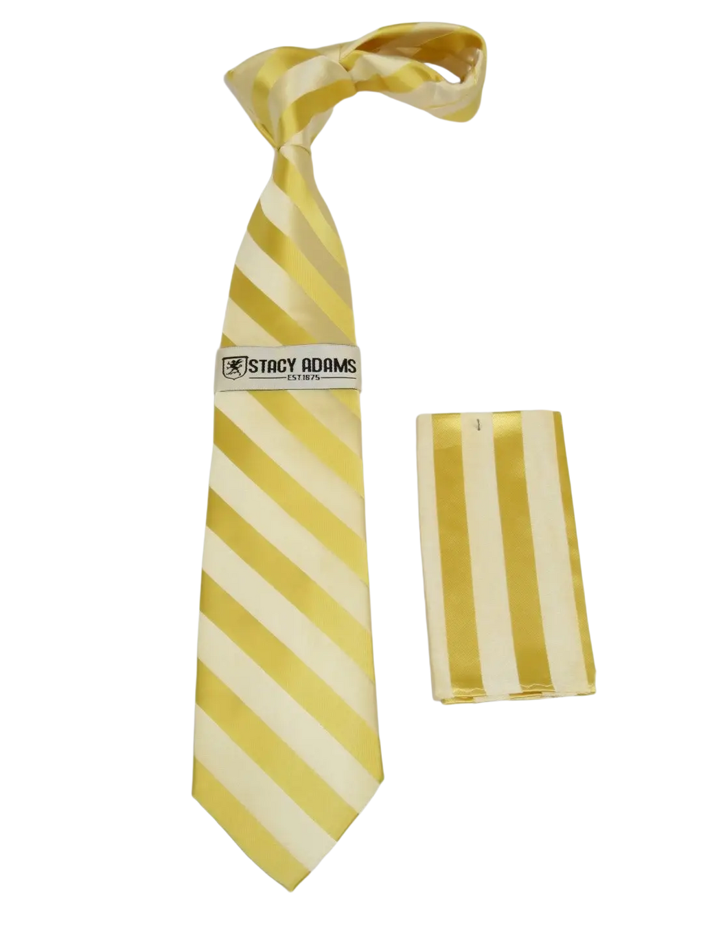 Men's Stacy Adams Tie and Hankie Set Fancy Woven Silky Satin #SAT83 Yellow