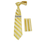Men's Stacy Adams Tie and Hankie Set Fancy Woven Silky Satin #SAT83 Yellow