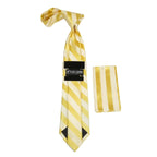 Men's Stacy Adams Tie and Hankie Set Fancy Woven Silky Satin #SAT83 Yellow