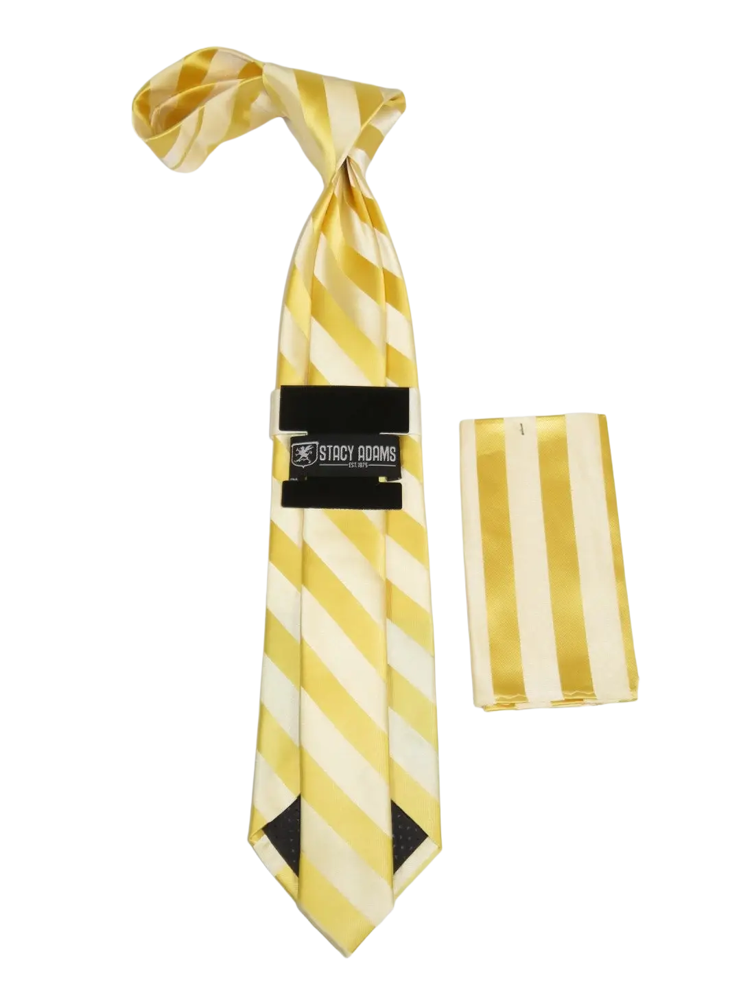 Men's Stacy Adams Tie and Hankie Set Fancy Woven Silky Satin #SAT83 Yellow