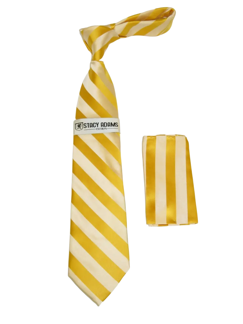 Men's Stacy Adams Tie and Hankie Set Fancy Woven Silky Satin #SAT87 Gold