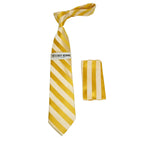 Men's Stacy Adams Tie and Hankie Set Fancy Woven Silky Satin #SAT87 Gold