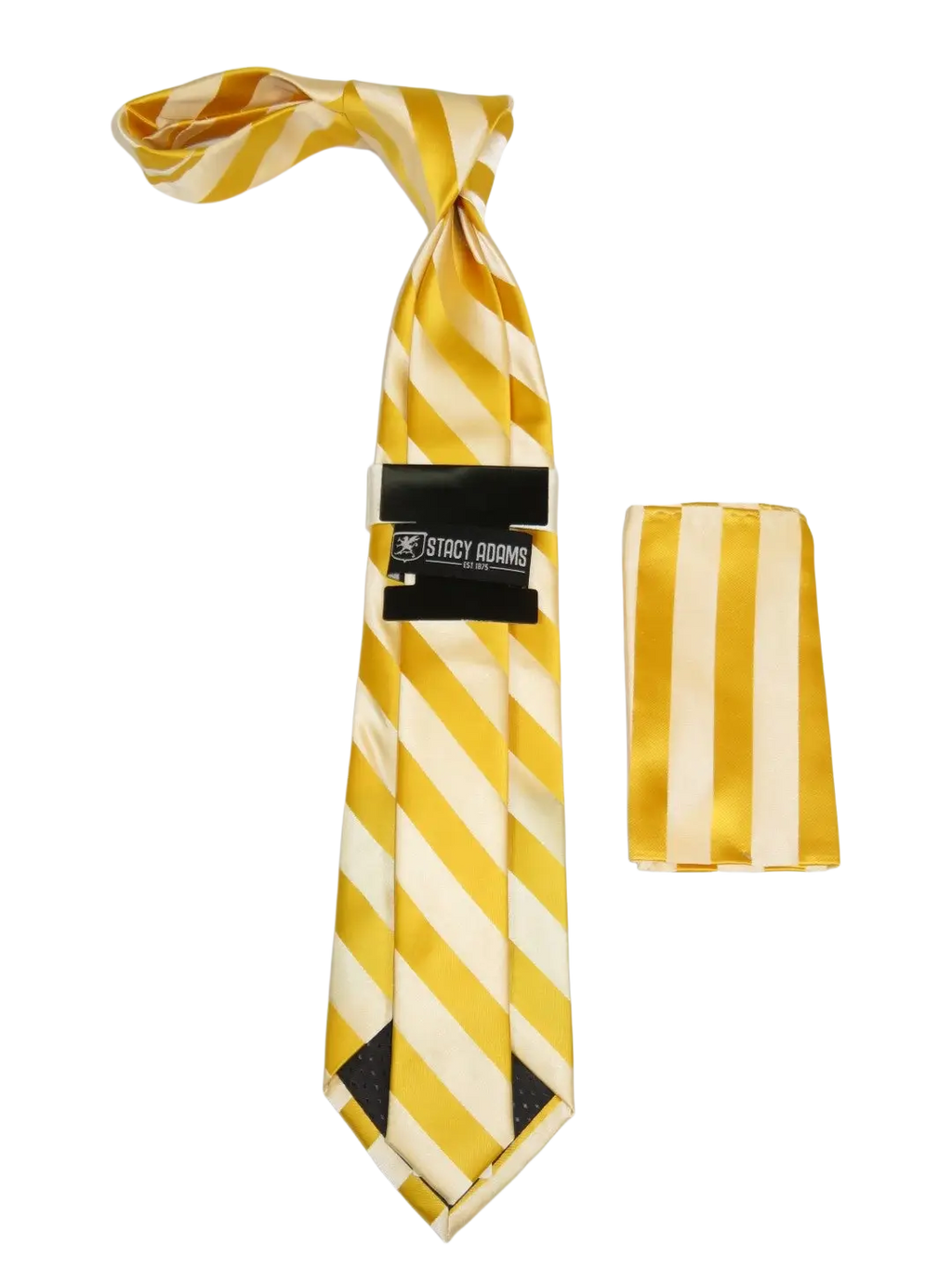 Men's Stacy Adams Tie and Hankie Set Fancy Woven Silky Satin #SAT87 Gold