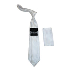 Men's Stacy Adams Tie and Hankie Set Fancy Woven Silky Satin #SAT91 White