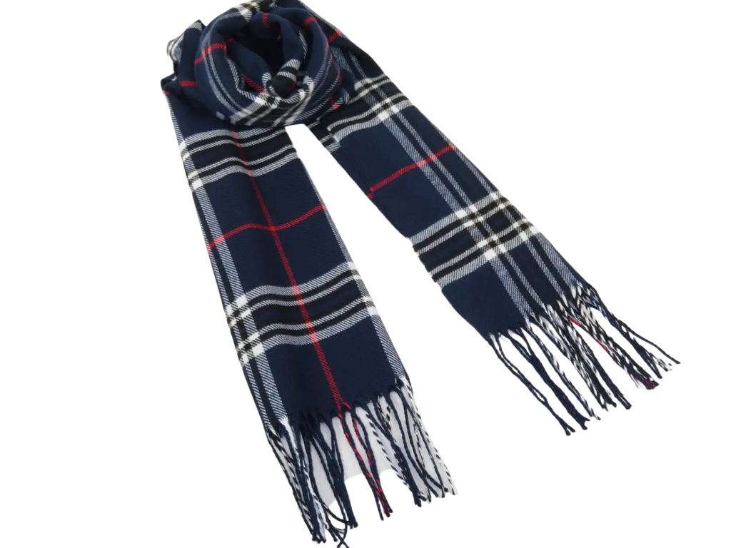 J.Valintin Unisex Plaid Scarf Soft Feel Acrylic Fashion Design #Scarf2 Navy Blue