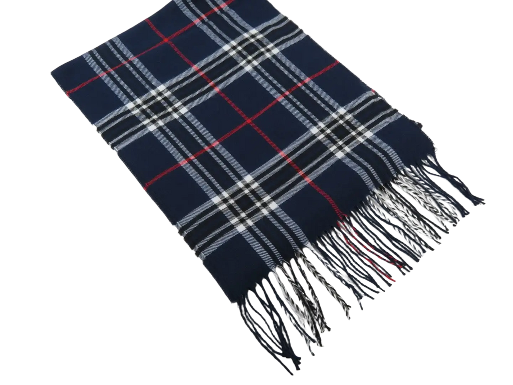 J.Valintin Unisex Plaid Scarf Soft Feel Acrylic Fashion Design #Scarf2 Navy Blue