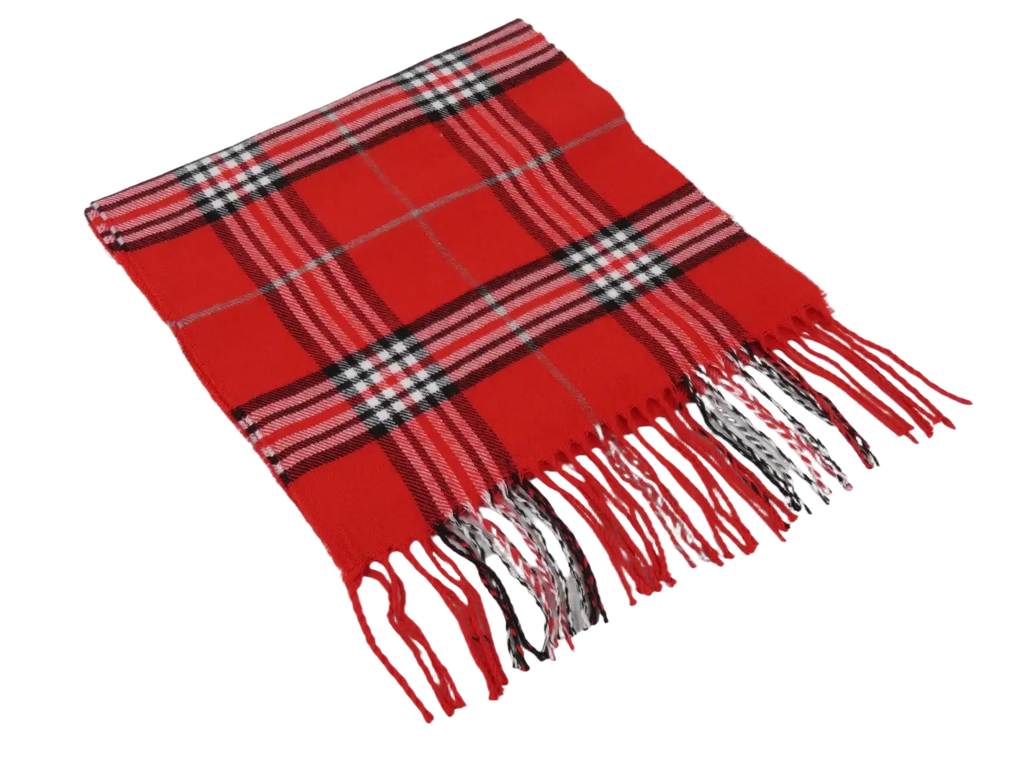 J.Valintin Unisex Plaid Scarf Soft Feel Acrylic Fashion Design #Scarf6 Red