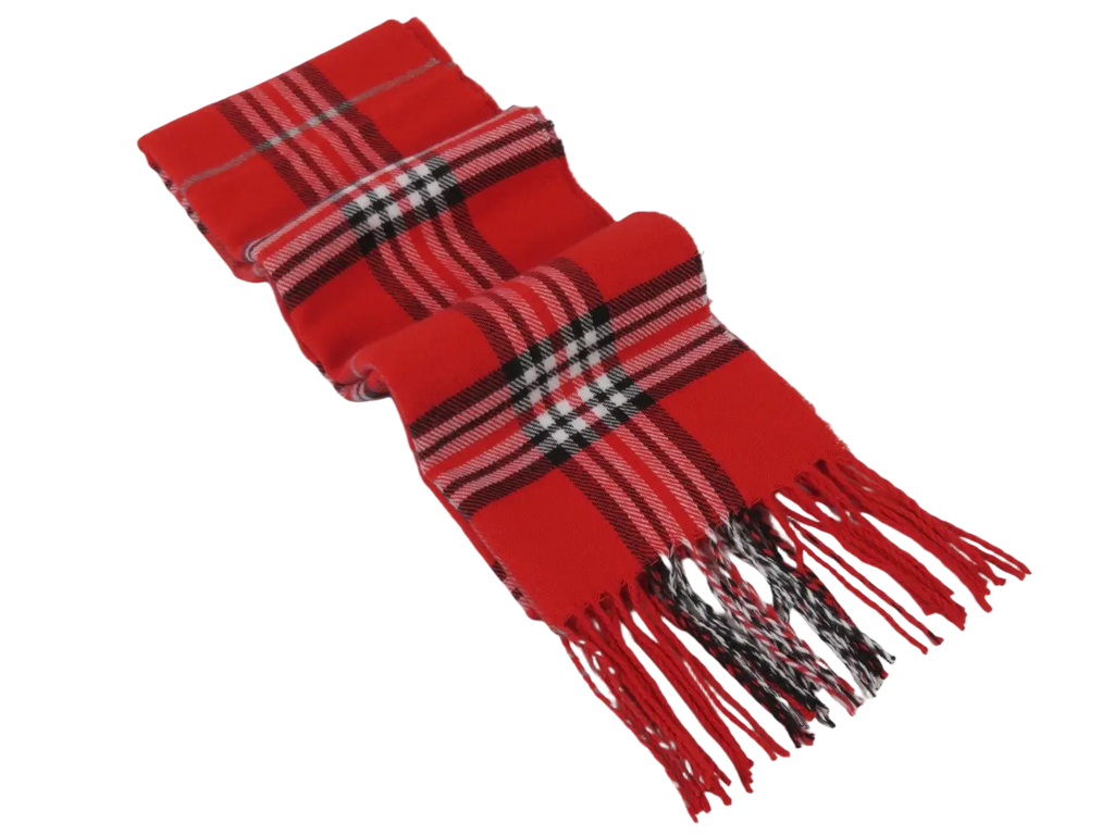 J.Valintin Unisex Plaid Scarf Soft Feel Acrylic Fashion Design #Scarf6 Red