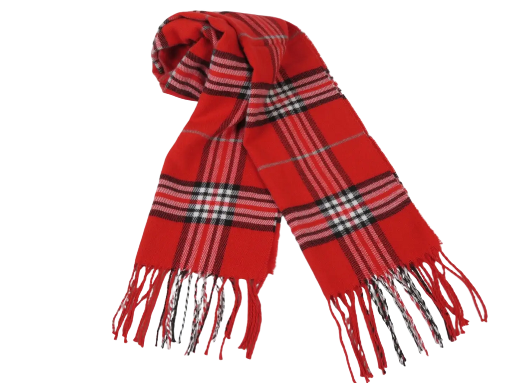 J.Valintin Unisex Plaid Scarf Soft Feel Acrylic Fashion Design #Scarf6 Red