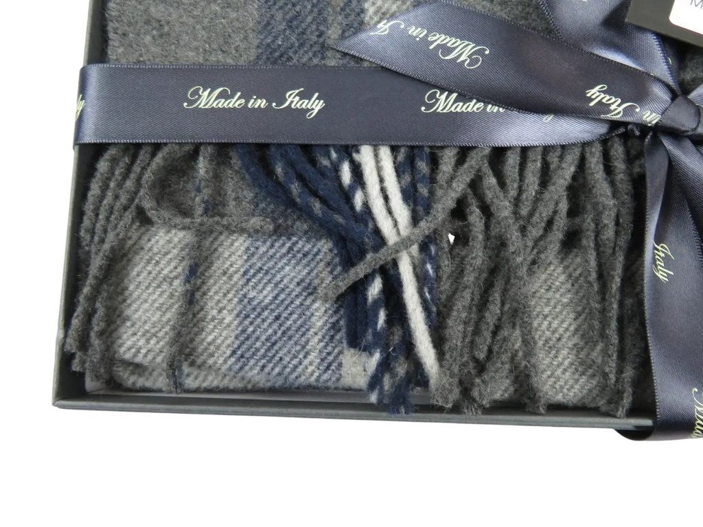 Scarf By J.Valintin Italian Luxurious 100% Wool Made In Italy #Scarf8 Gray Blue