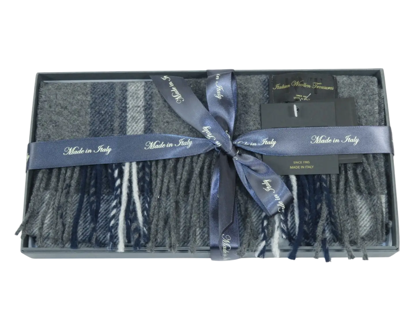 Scarf By J.Valintin Italian Luxurious 100% Wool Made In Italy #Scarf8 Gray Blue