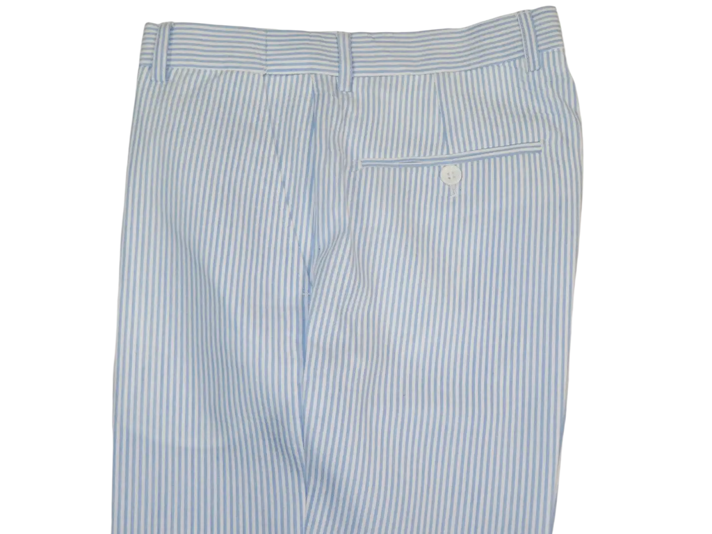 Men's Seersucker Stripped Suit Cotton Blend #Seer1 Blue Size 40 Regular