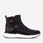 The Stealth Wingtip Buckle Black Leather Men Boot