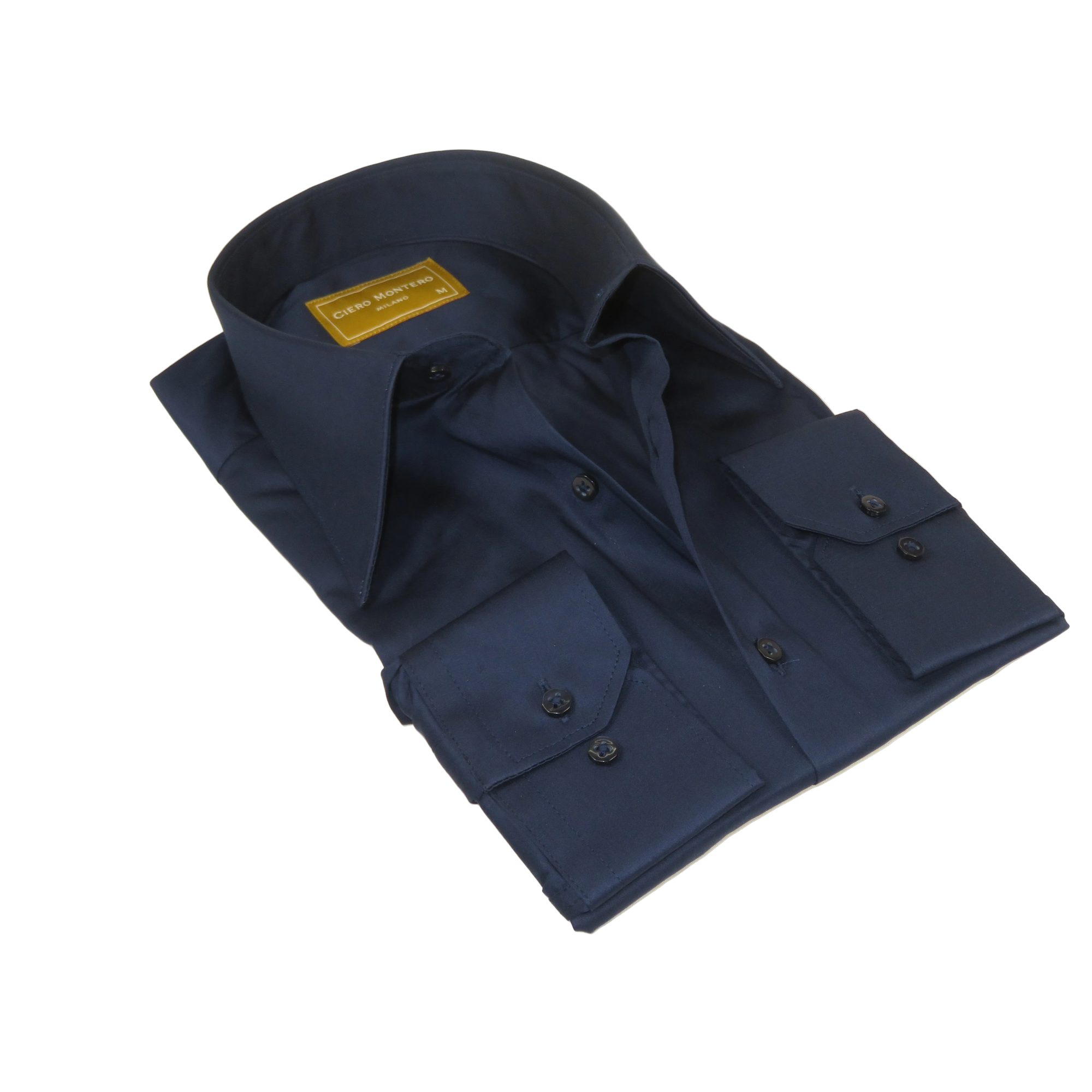 Men's CIERO MONTERO Turkey Cotton Shirt Long Point Callor Stn-073Sk Navy