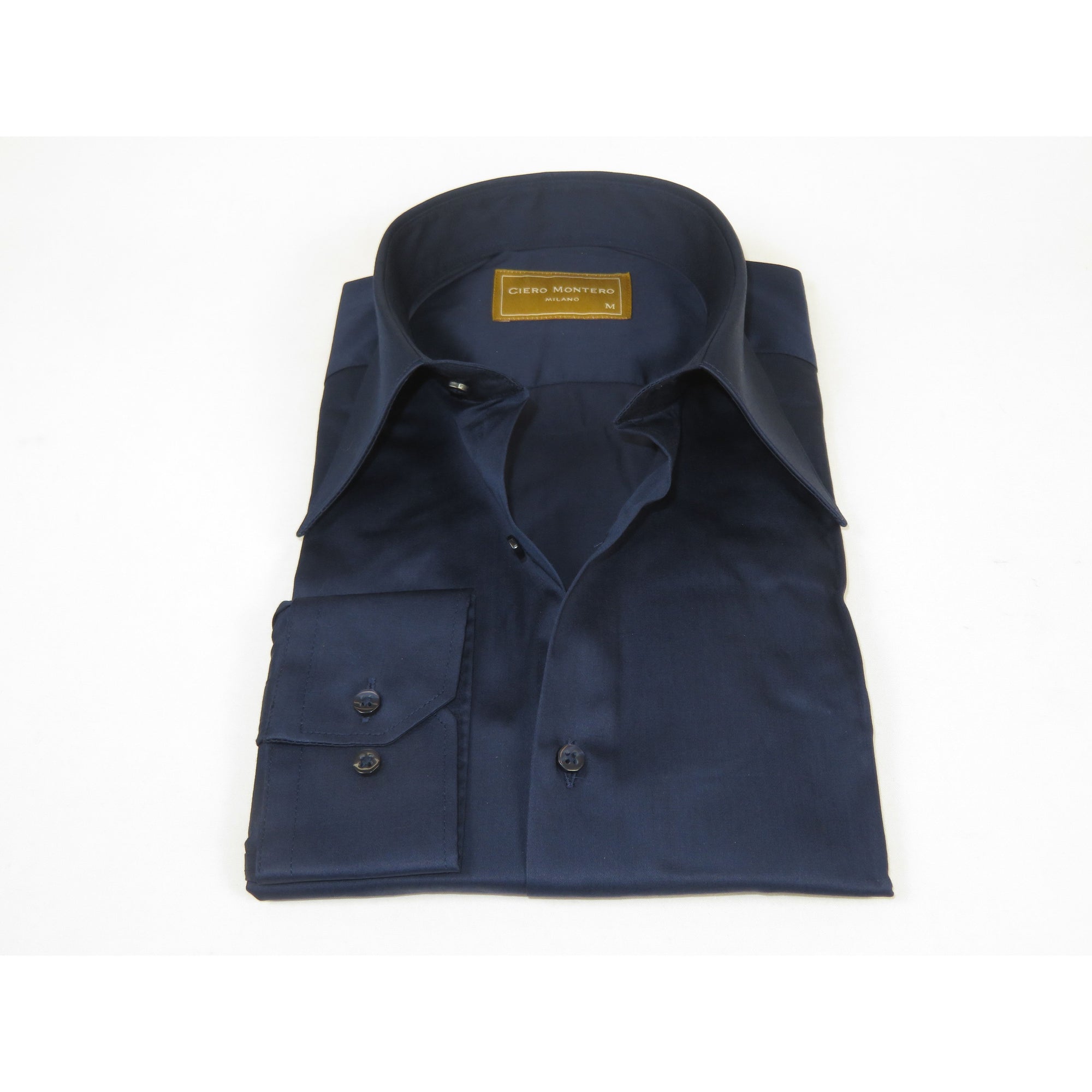 Men's CIERO MONTERO Turkey Cotton Shirt Long Point Callor Stn-073Sk Navy