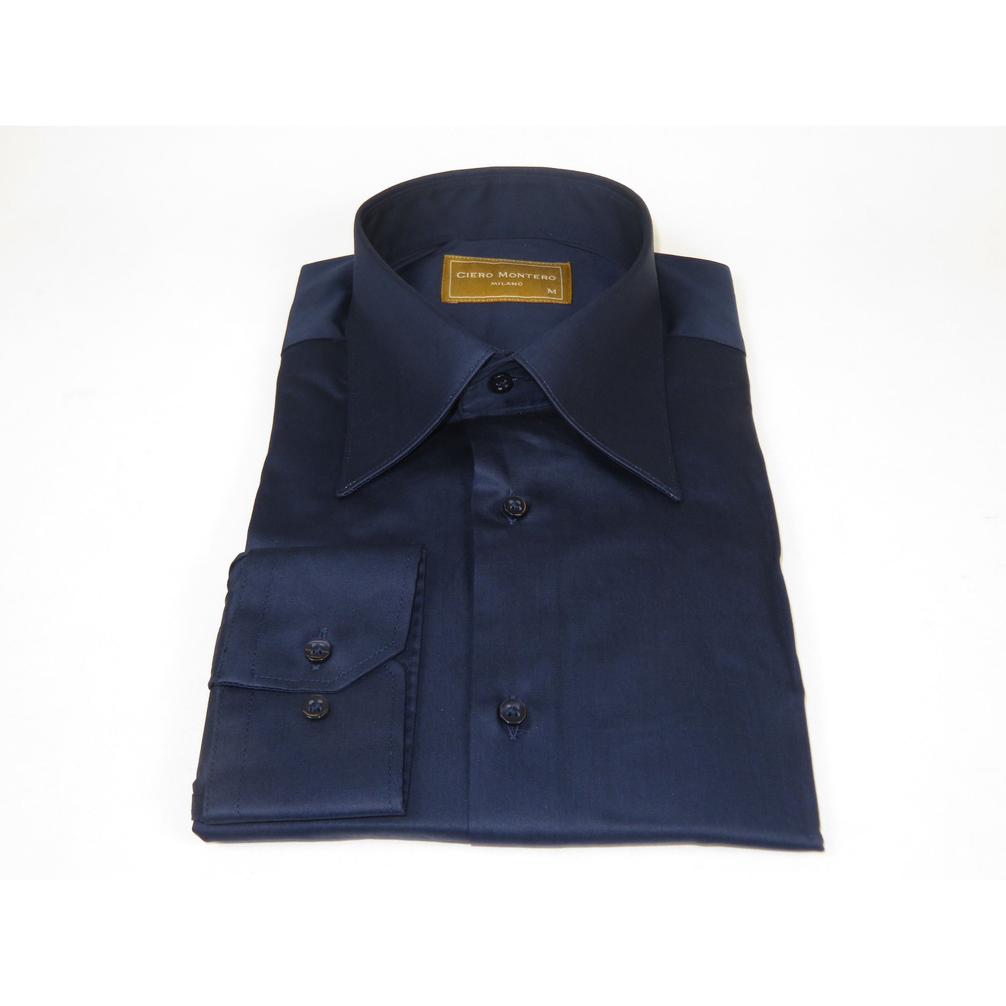 Men's CIERO MONTERO Turkey Cotton Shirt Long Point Callor Stn-073Sk Navy