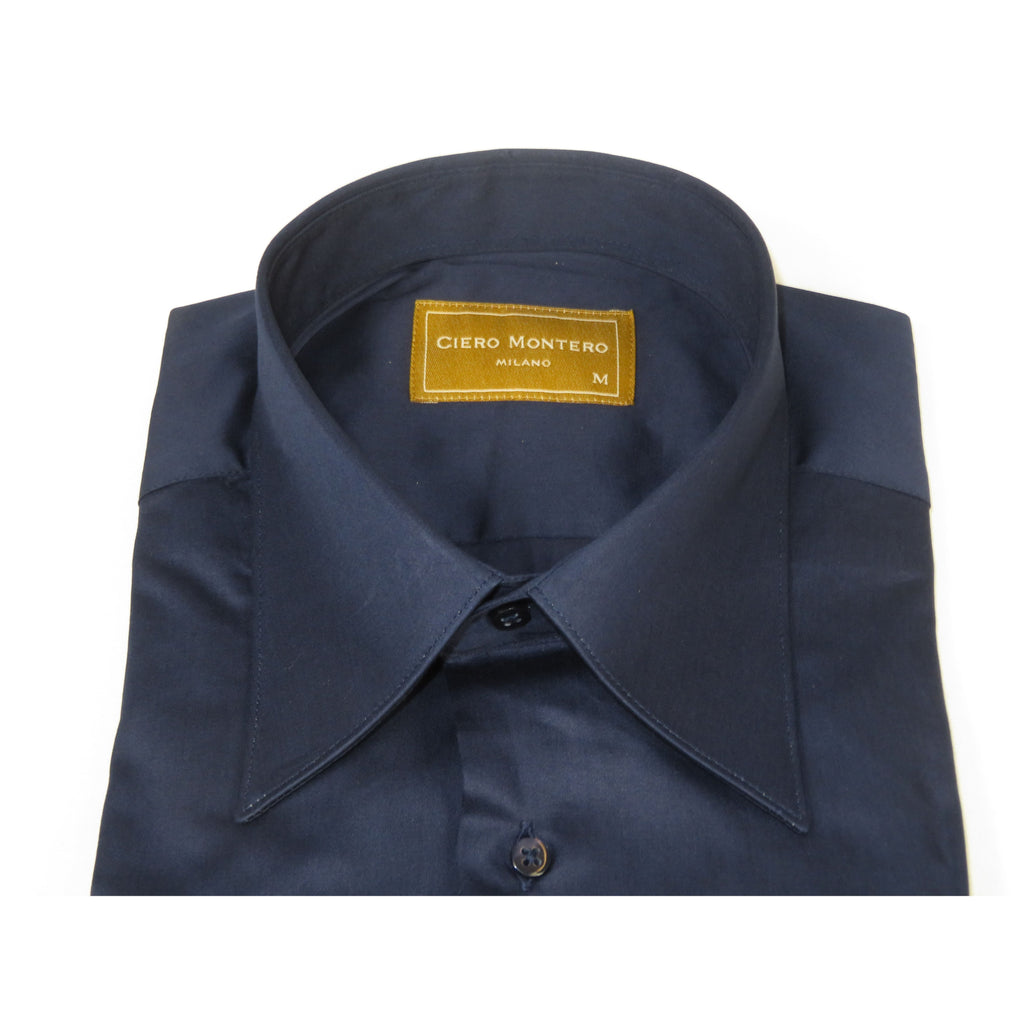 Men's CIERO MONTERO Turkey Cotton Shirt Long Point Callor Stn-073Sk Navy