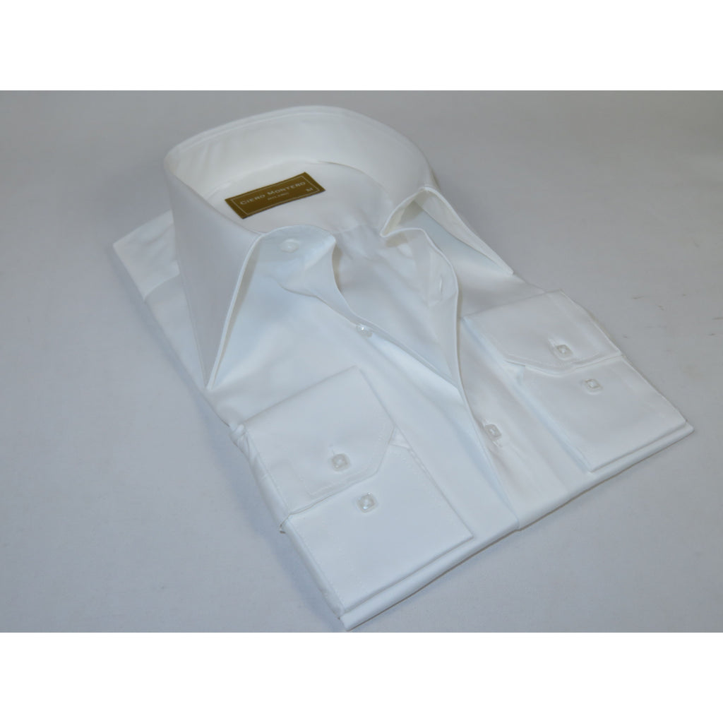 Men's CIERO MONTERO Turkey Cotton Shirt Long Point Callor Stn-13Sk White