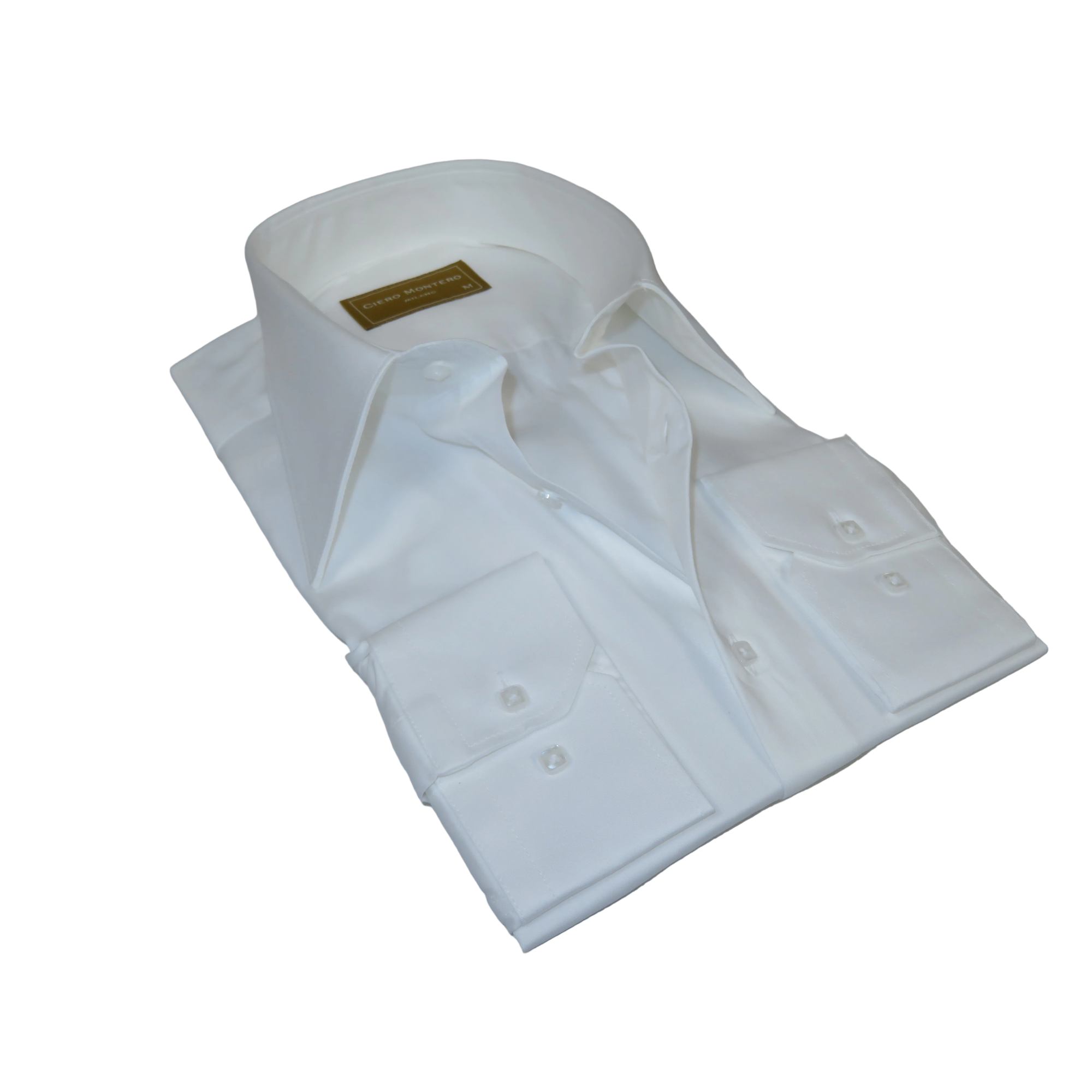 Men's CIERO MONTERO Turkey Cotton Shirt Long Point Callor Stn-13Sk White