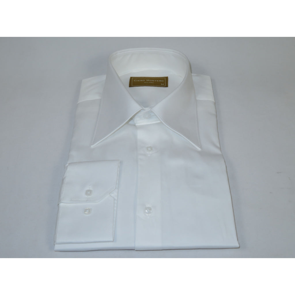 Men's CIERO MONTERO Turkey Cotton Shirt Long Point Callor Stn-13Sk White