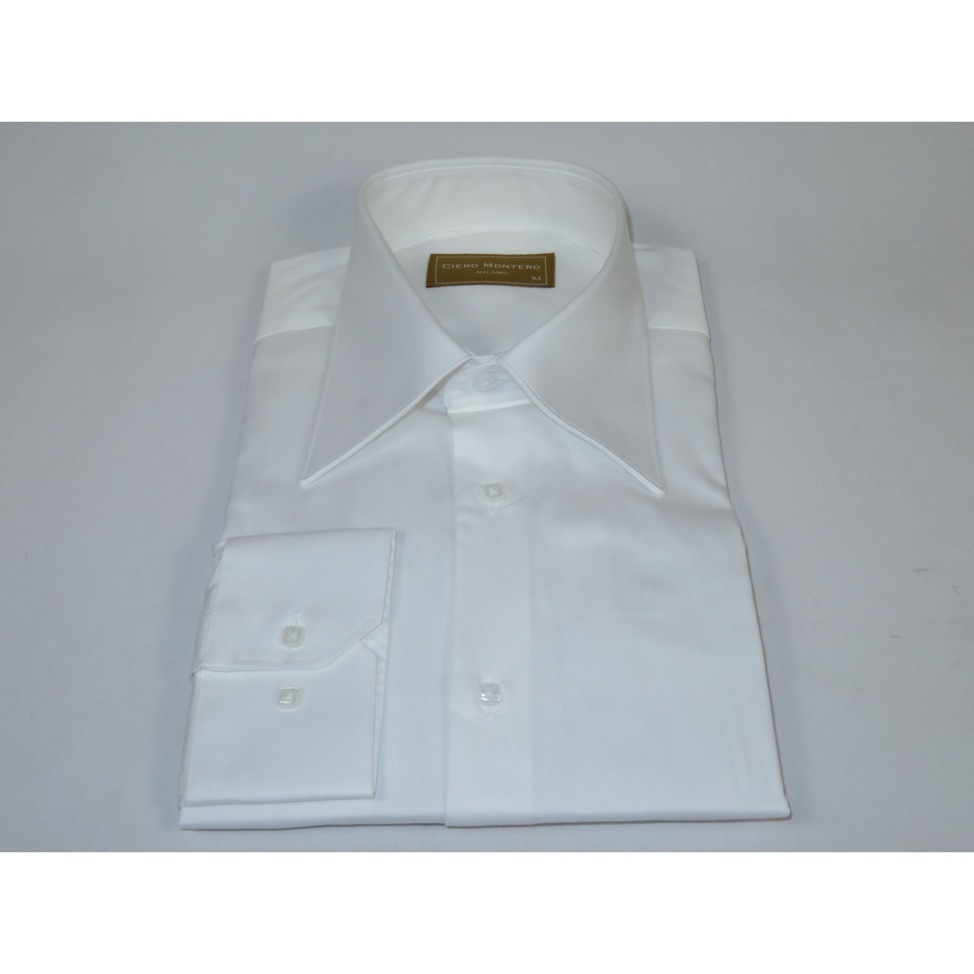 Men's CIERO MONTERO Turkey Cotton Shirt Long Point Callor Stn-13Sk White