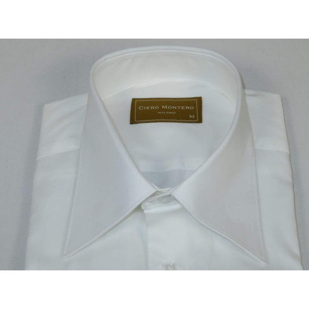 Men's CIERO MONTERO Turkey Cotton Shirt Long Point Callor Stn-13Sk White
