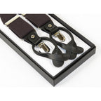 ELEGANT Suspenders Clip on and Button Option for Slacks or Suit Pants Brown