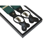 ELEGANT Suspenders Clip on and Button Option for Slacks or Suit Pants Green