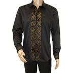 Men CEREMONIA Turkey Shirt 100% Cotton Fancy Rhine Stones #TSV 15 Black Slim Fit