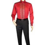 Men CEREMONIA Turkey Shirt 100% Cotton Fancy Rhine Stones #TSV 52 Slim Fit