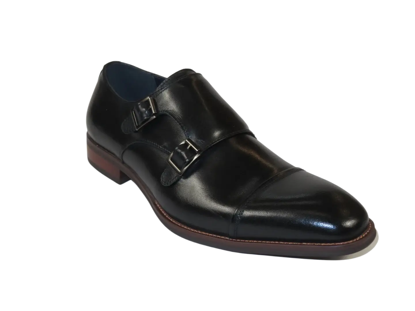 Men's Shoes STEVE MADDEN Leather upper Double Buckle Cap Toe Teon Black