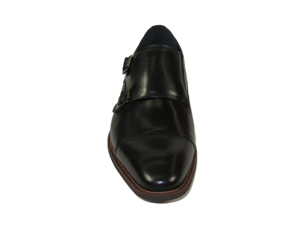 Men's Shoes STEVE MADDEN Leather upper Double Buckle Cap Toe Teon Black