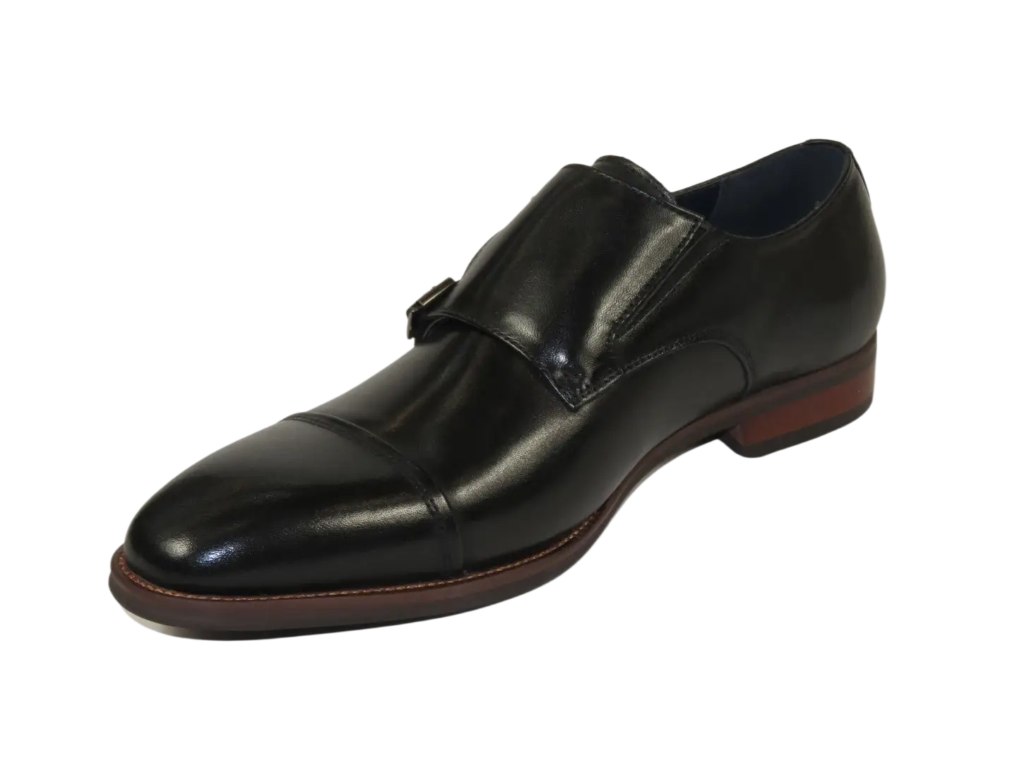 Men's Shoes STEVE MADDEN Leather upper Double Buckle Cap Toe Teon Black