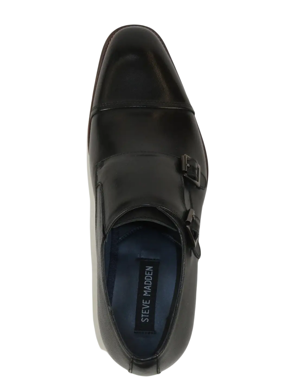 Men's Shoes STEVE MADDEN Leather upper Double Buckle Cap Toe Teon Black