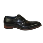 Men's Shoes STEVE MADDEN Leather upper Double Buckle Cap Toe Teon Black
