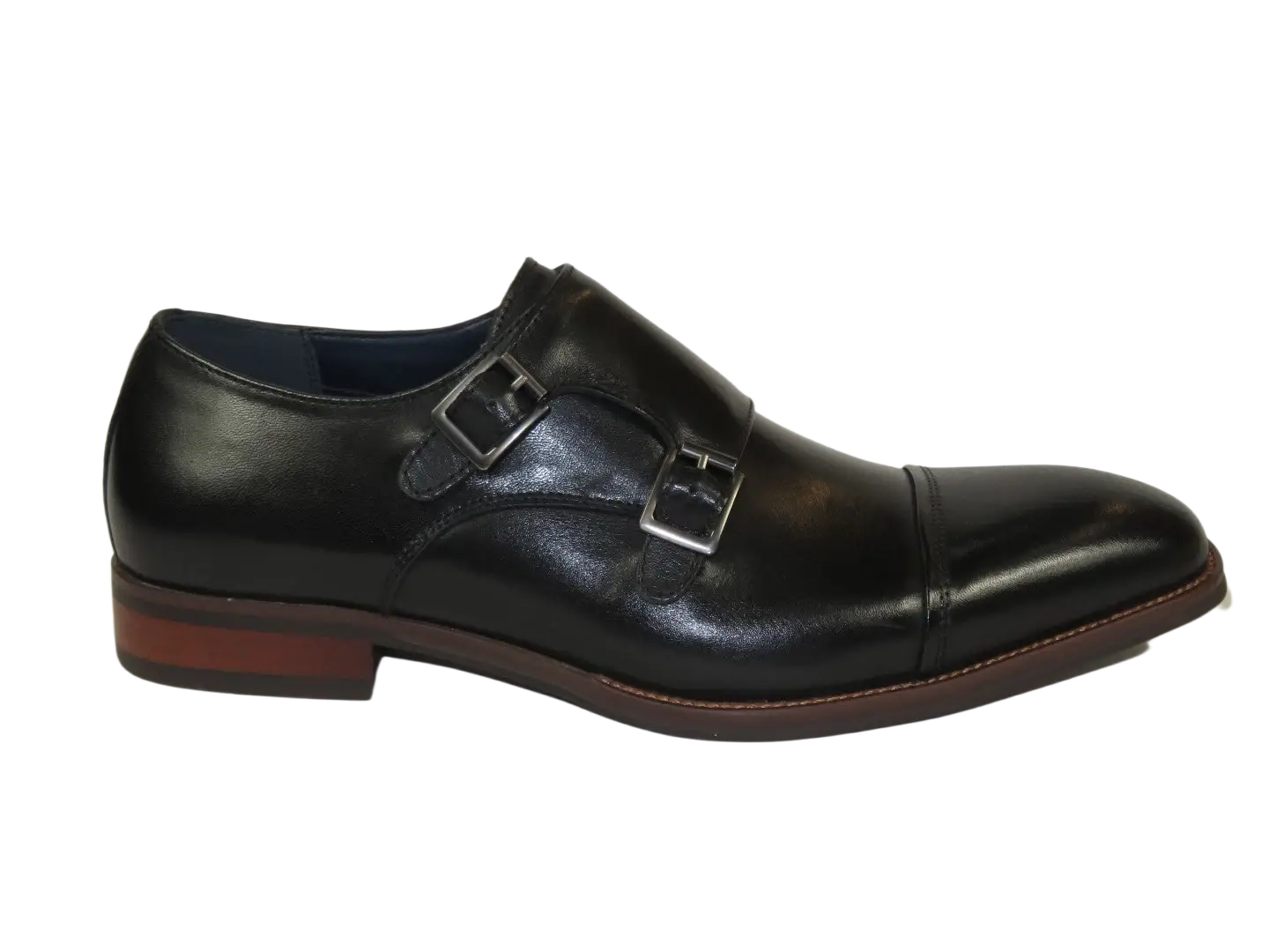 Men's Shoes STEVE MADDEN Leather upper Double Buckle Cap Toe Teon Black