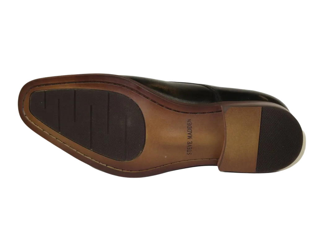 Men's Shoes STEVE MADDEN Leather upper Double Buckle Cap Toe Teon Black