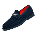 Men Tayno Dressy Casual Penny Loafer Soft Micro Suede Comfortable Drive Navy