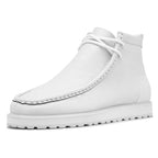 Men's TAYNO Wallabee Chukka Boots Smooth Leather Light Weight Mojave L White