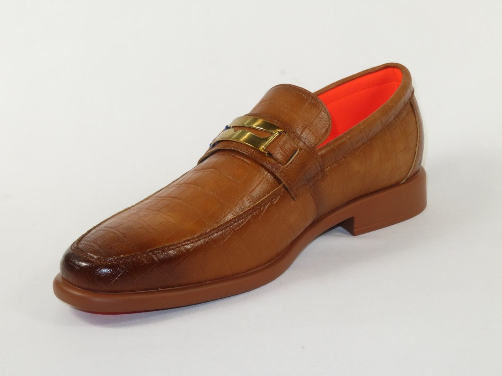 Men's TAYNO Shoes The Caprio C TAYNO Crocodile Print Bit Loafer Cognac