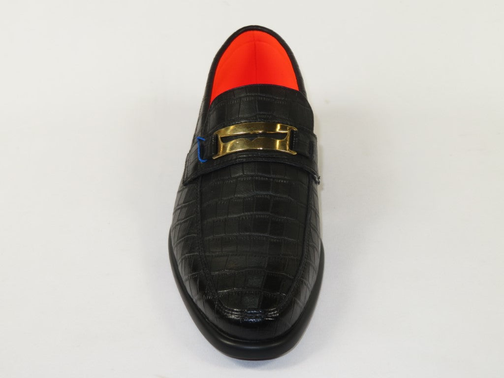 Men's TAYNO Shoes The Caprio C TAYNO Crocodile Print Bit Loafer Black