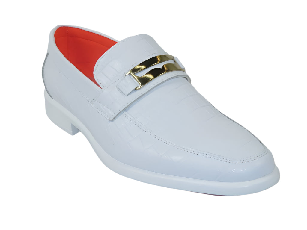 Men's TAYNO Shoes The Caprio C TAYNO Crocodile Print Bit Loafer White