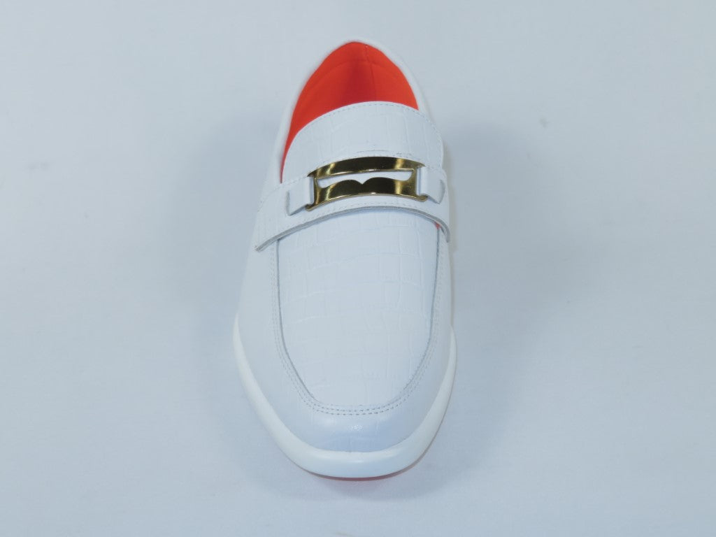 Men's TAYNO Shoes The Caprio C TAYNO Crocodile Print Bit Loafer White