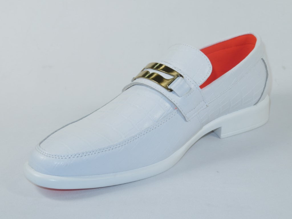 Men's TAYNO Shoes The Caprio C TAYNO Crocodile Print Bit Loafer White