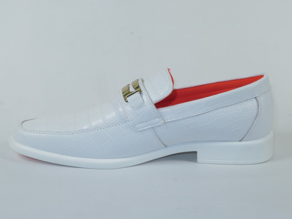 Men's TAYNO Shoes The Caprio C TAYNO Crocodile Print Bit Loafer White