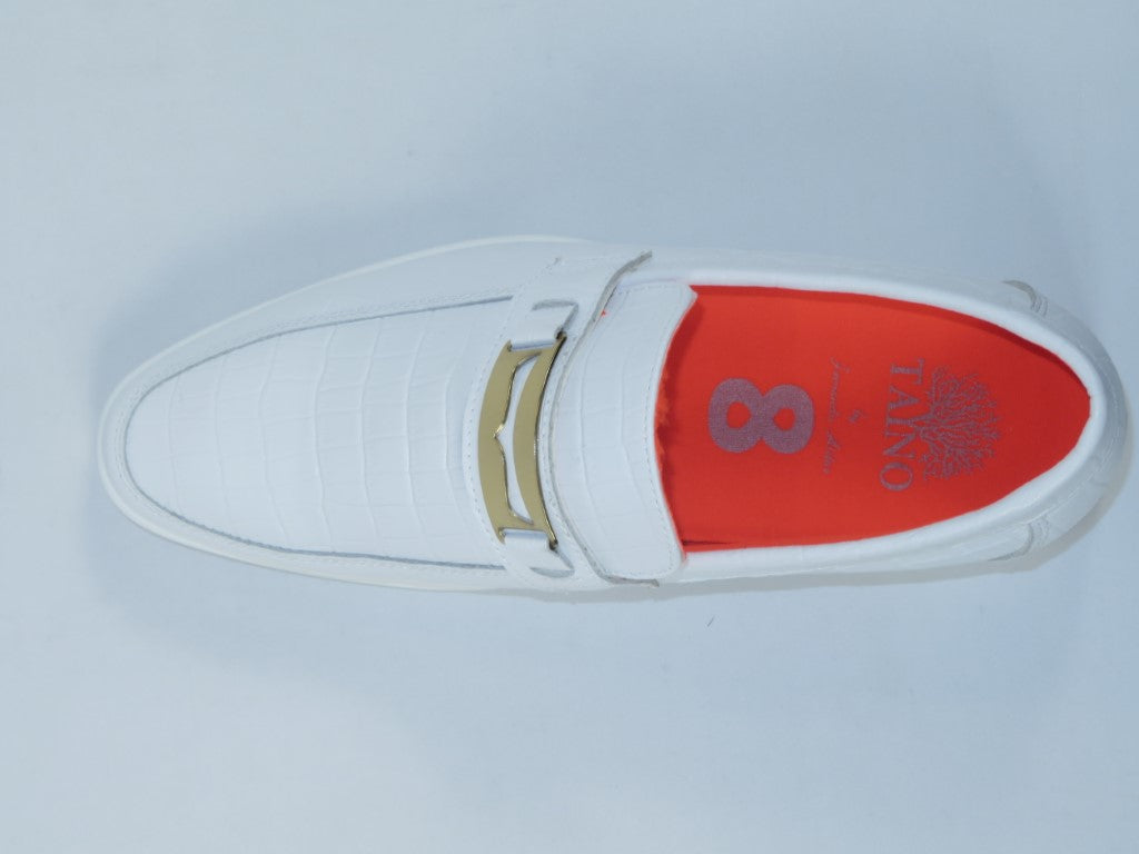 Men's TAYNO Shoes The Caprio C TAYNO Crocodile Print Bit Loafer White