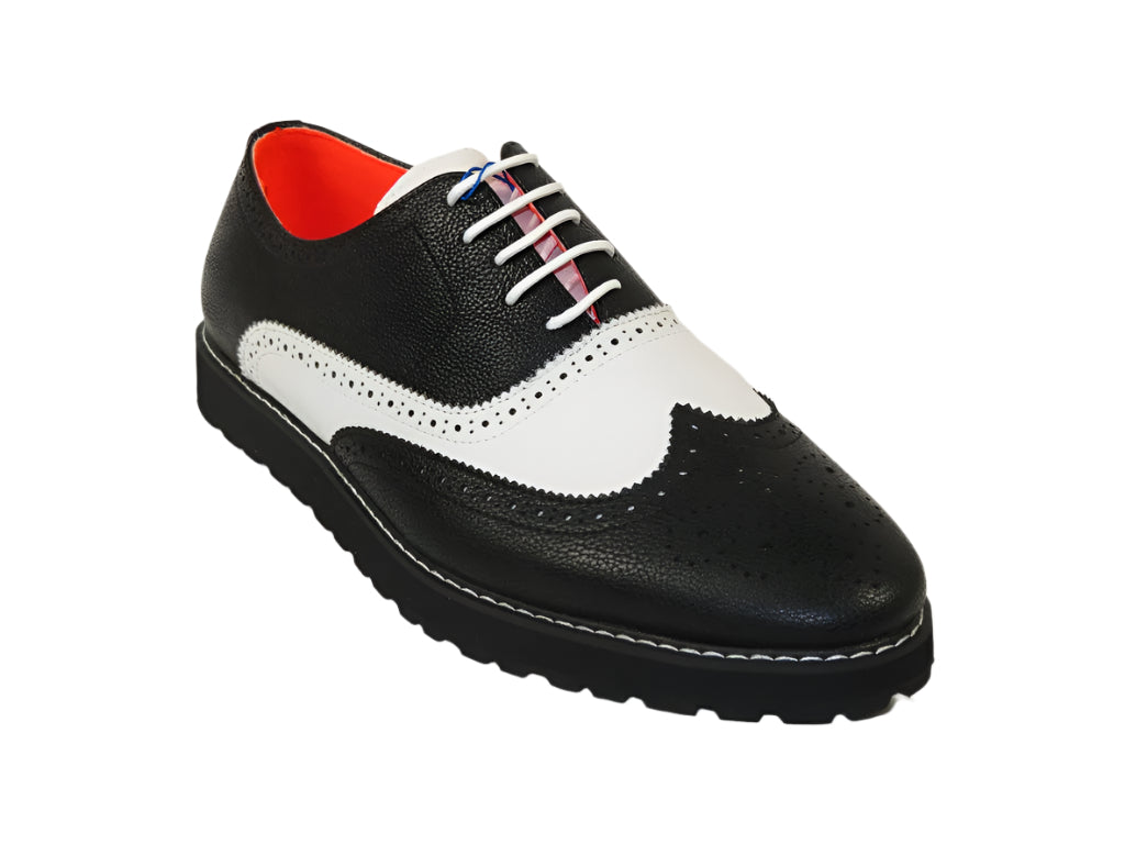 Men's Shoes The Priority L TAYNO Leather Wingtip Dressy Sneaker Black/White